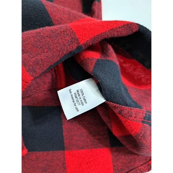 Sonoma Mens Medium Flannel Red Black Check Plaid Lumberjack Shirt Button - Picture 5 of 8